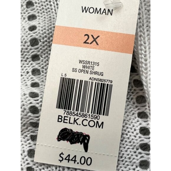 Kim Rogers Shrug Women 2X White Open Knit Short Sleeve Sweater NWT USA Made - Picture 4 of 8